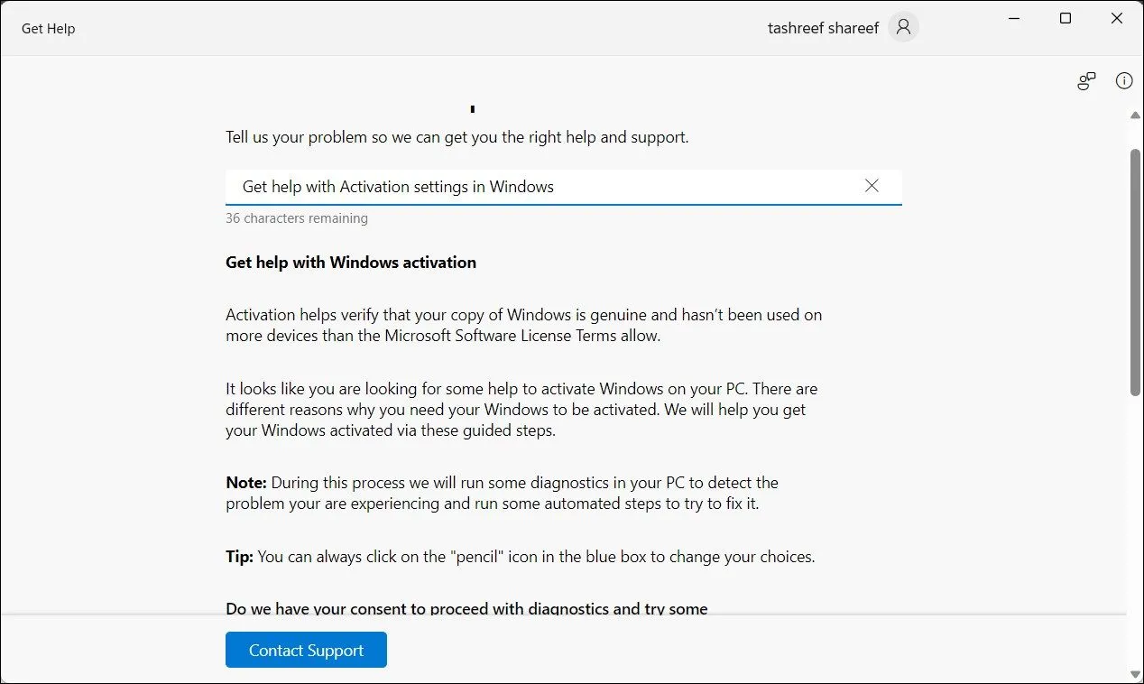 Ứng dụng Get Help trên Windows 11 cung cấp các tùy chọn hỗ trợ và khắc phục sự cố