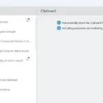 Ứng dụng KDE Connect trên Windows, hiển thị tùy chọn đồng bộ hóa khay nhớ tạm (clipboard) giữa PC và điện thoại Android.