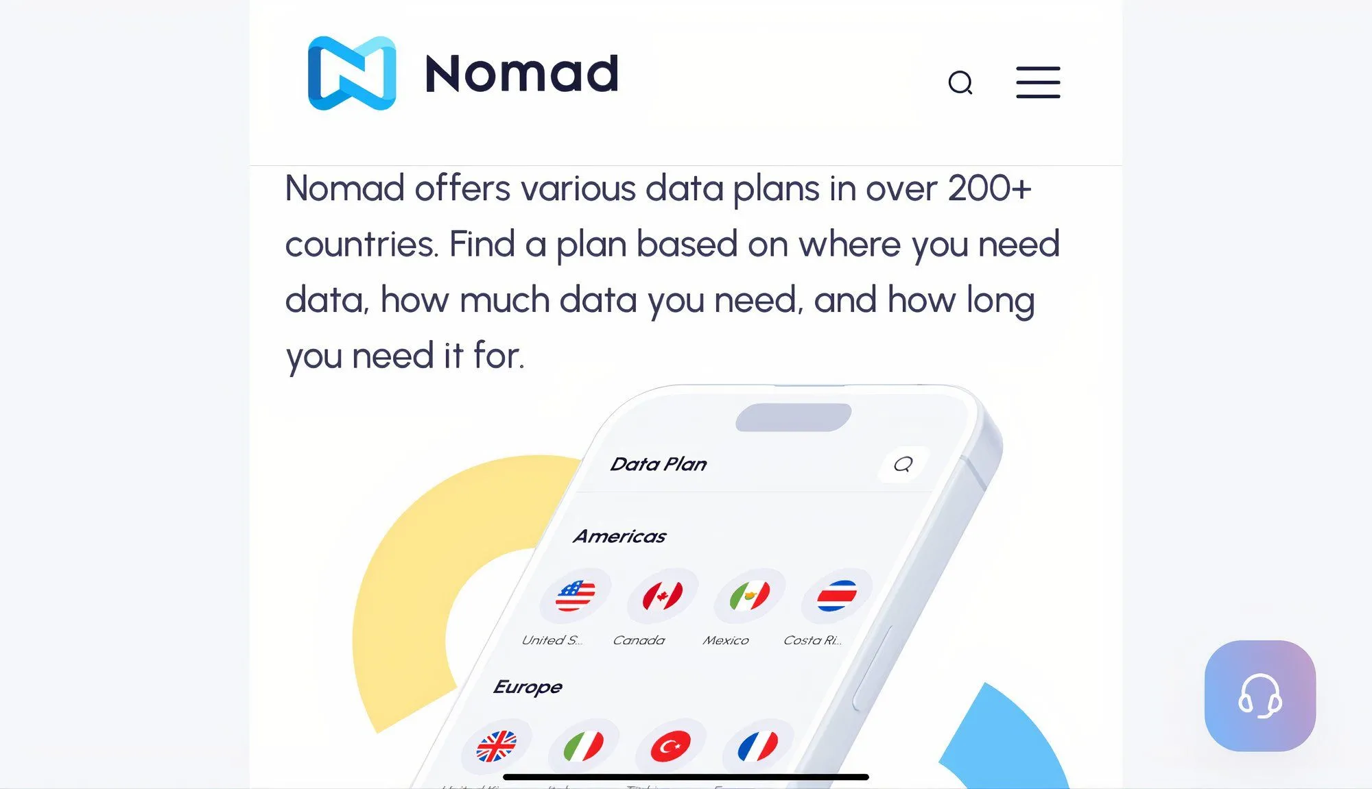 Ứng dụng Nomad eSIM hiển thị các tùy chọn gói dữ liệu giá rẻ, tối ưu chi phí cho chuyến đi ngắn ngày.