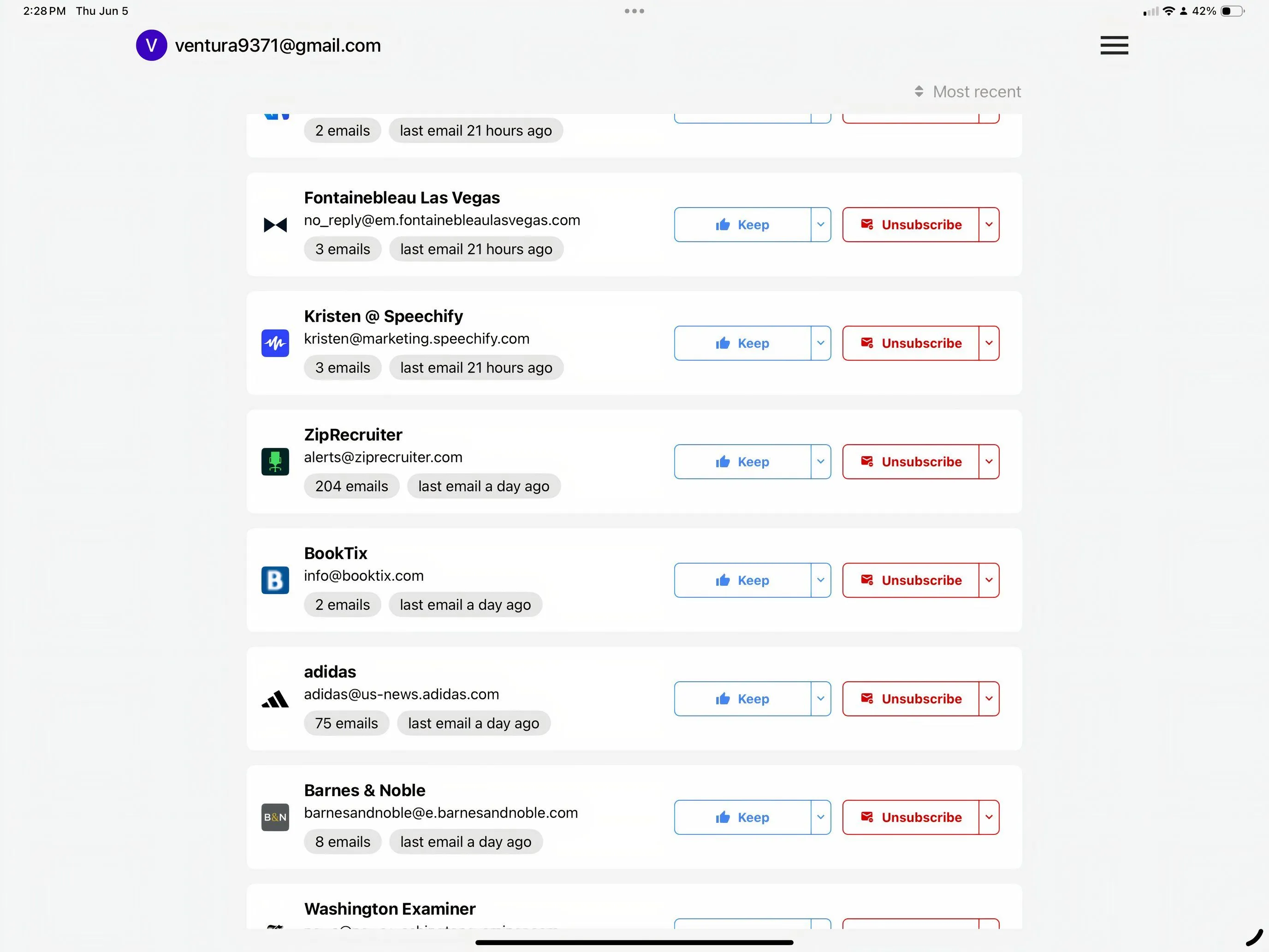 Ứng dụng Trimbox trên iPad giúp dọn dẹp và quản lý hộp thư email hiệu quả, hủy đăng ký hàng loạt