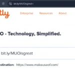Ví dụ liên kết rút gọn Bitly che giấu địa chỉ trang MakeUseOf.com