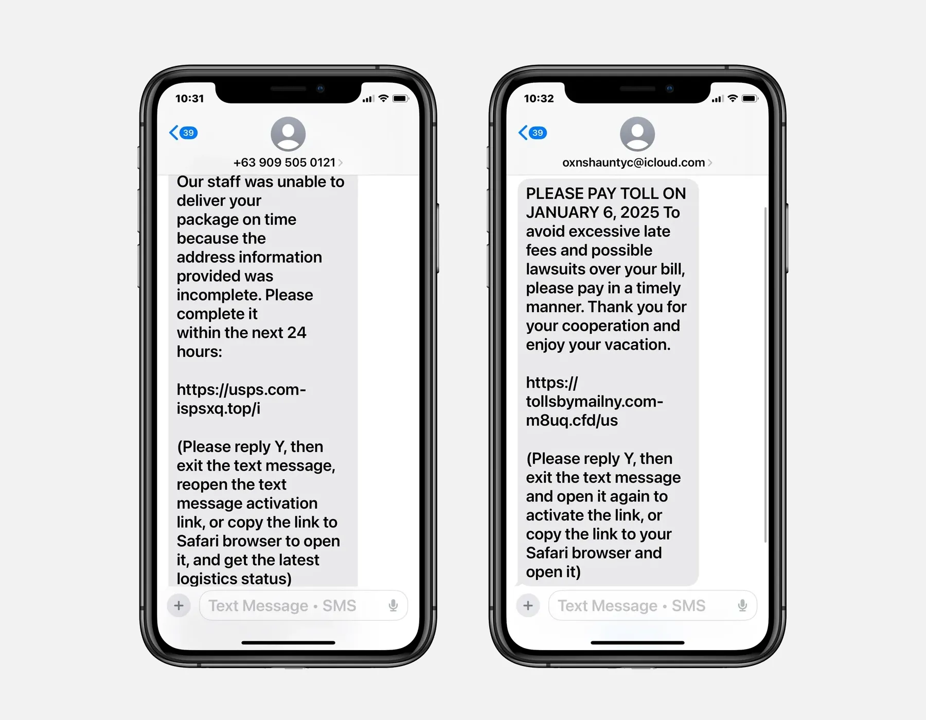 Ví dụ tin nhắn smishing lừa đảo qua iMessage theo ghi nhận của Bleeping Computer