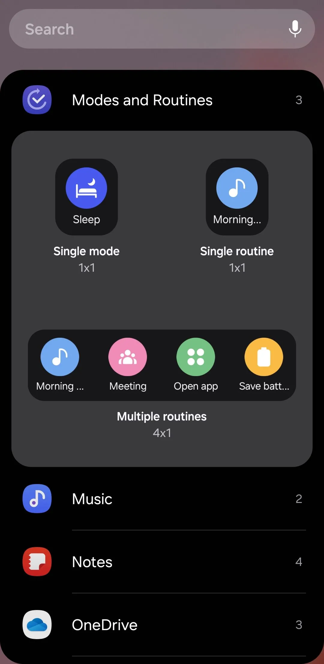 Widget Chế độ và Thói quen (Modes and Routines) trên Android cho phép kích hoạt nhanh các chế độ tùy chỉnh