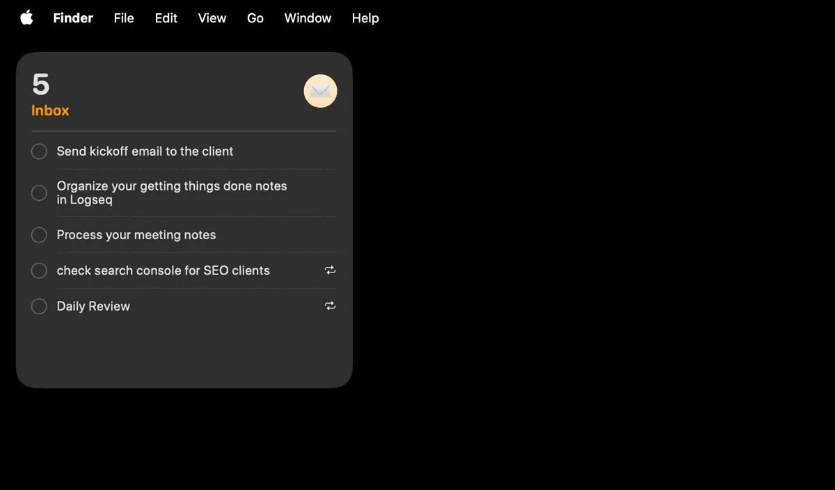 Widget Reminders trên macOS