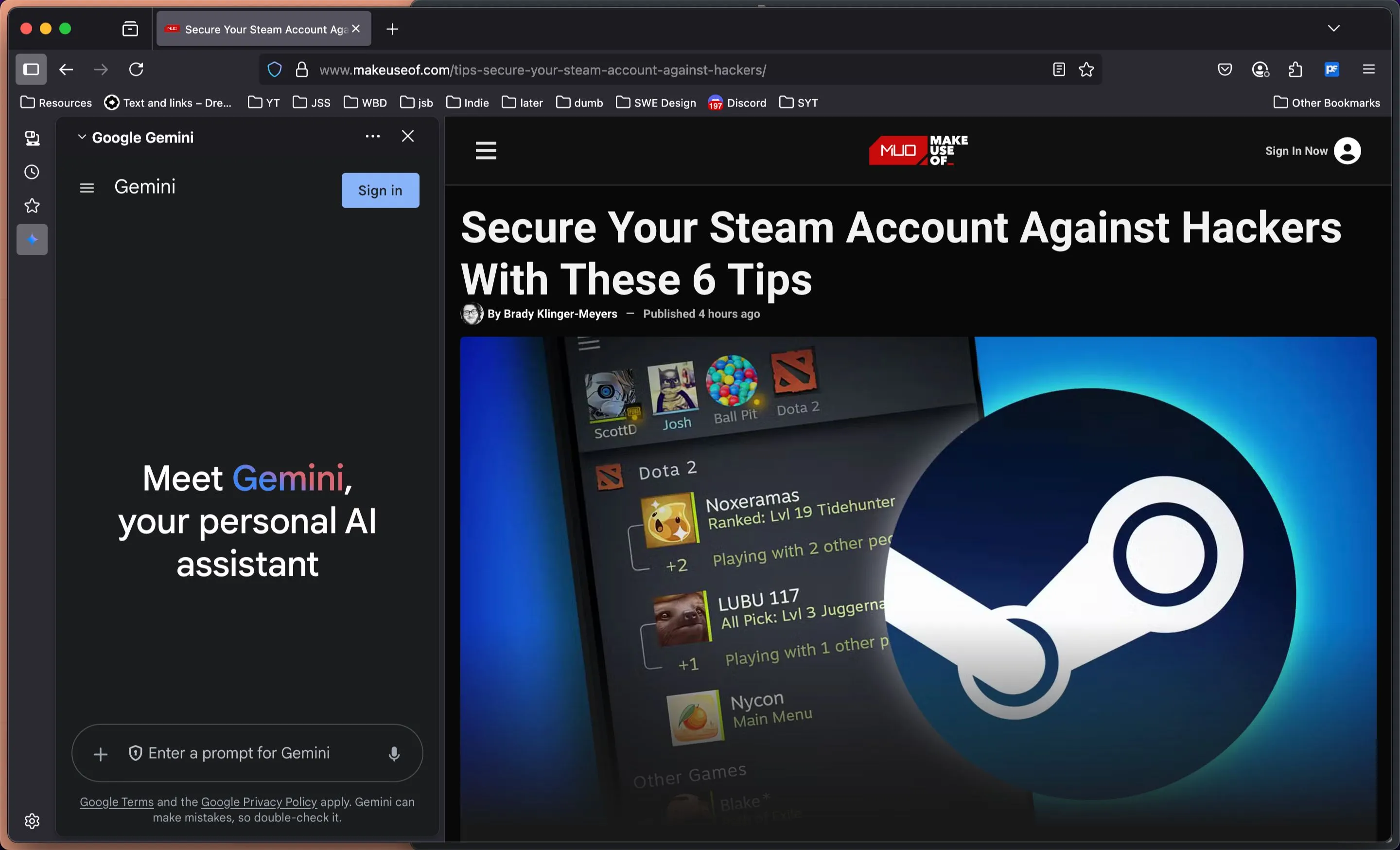 Xem bài viết trong trình duyệt Firefox với thanh bên AI mở cùng Google Gemini