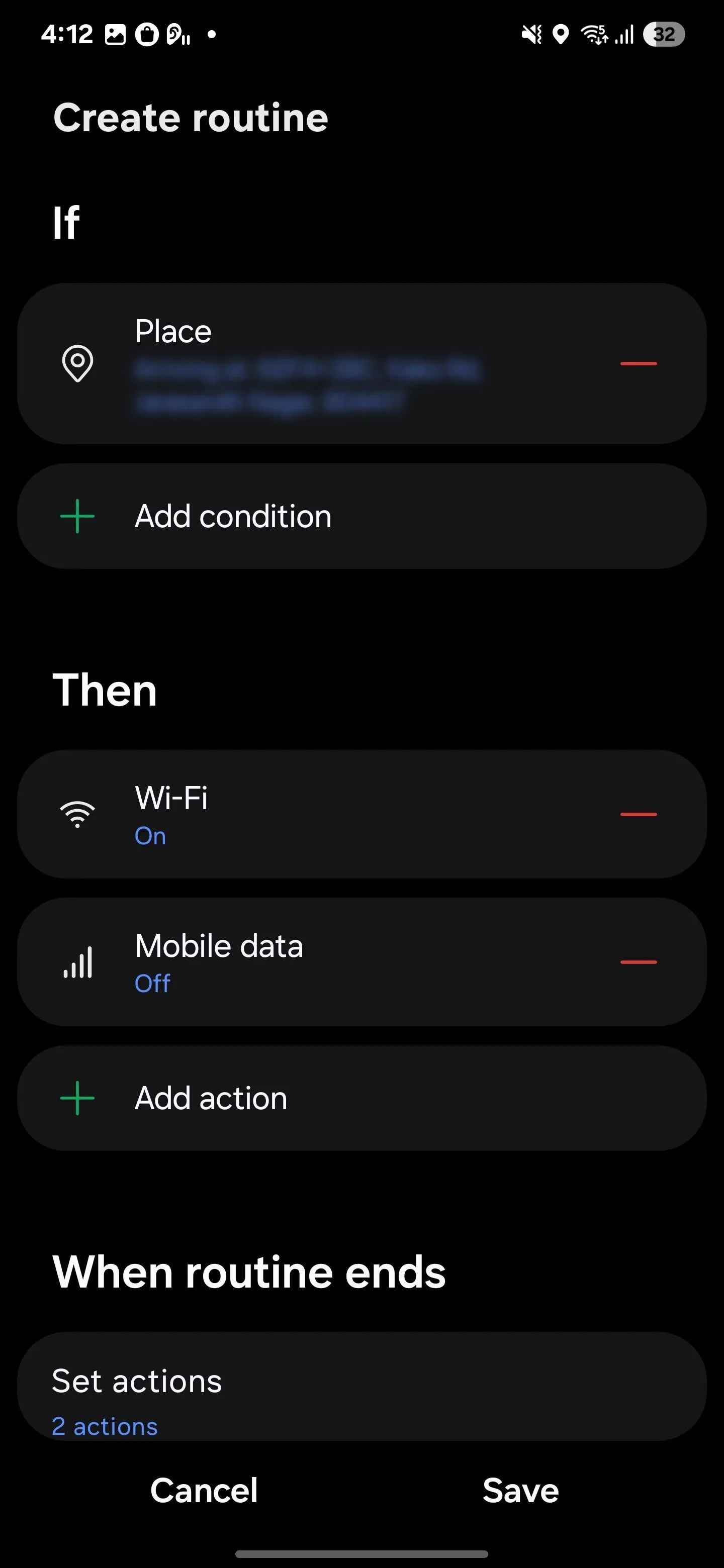 Xem quy trình tự động hóa bật Wi-Fi khi về nhà trong Samsung Routines