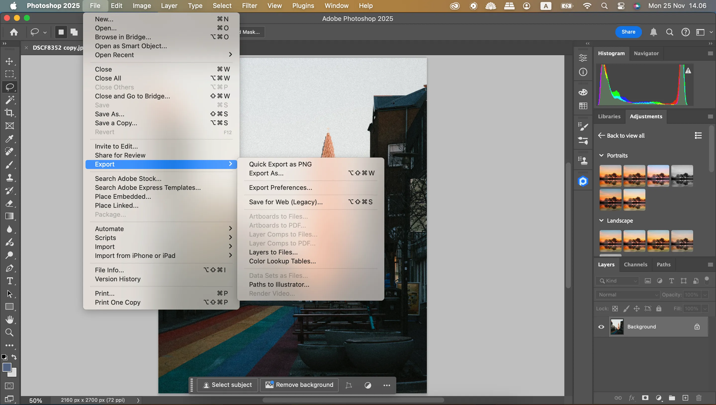 Xuất nhanh file Photoshop dưới định dạng JPEG hoặc PNG